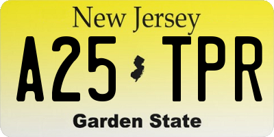 NJ license plate A25TPR