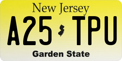 NJ license plate A25TPU