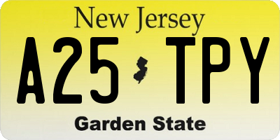 NJ license plate A25TPY