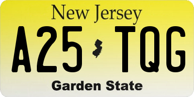 NJ license plate A25TQG