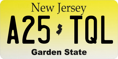 NJ license plate A25TQL