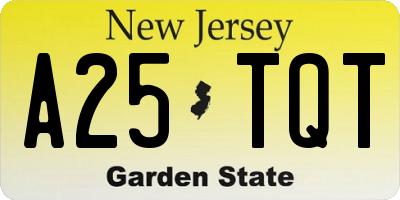 NJ license plate A25TQT