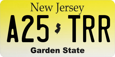 NJ license plate A25TRR