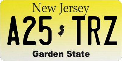NJ license plate A25TRZ