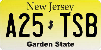 NJ license plate A25TSB