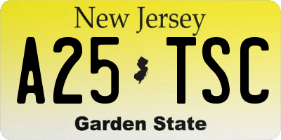 NJ license plate A25TSC