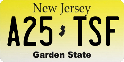 NJ license plate A25TSF