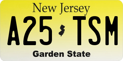 NJ license plate A25TSM