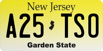 NJ license plate A25TSO