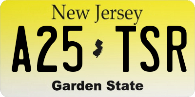 NJ license plate A25TSR