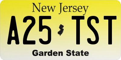 NJ license plate A25TST