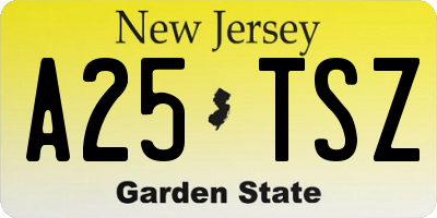 NJ license plate A25TSZ