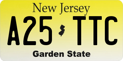 NJ license plate A25TTC