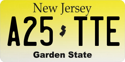 NJ license plate A25TTE