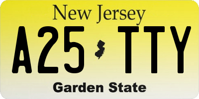 NJ license plate A25TTY