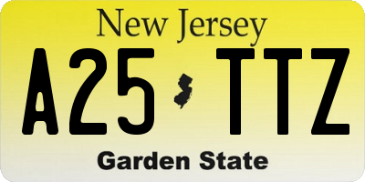 NJ license plate A25TTZ