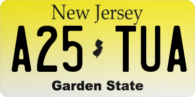 NJ license plate A25TUA