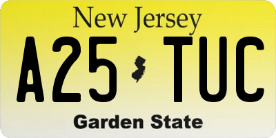 NJ license plate A25TUC