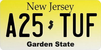 NJ license plate A25TUF