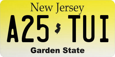 NJ license plate A25TUI