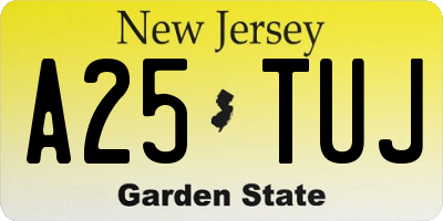 NJ license plate A25TUJ