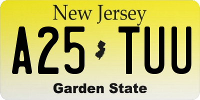 NJ license plate A25TUU