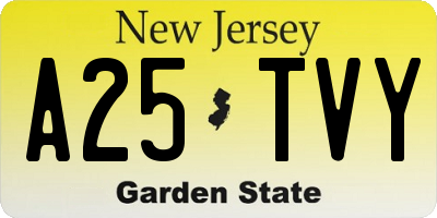 NJ license plate A25TVY