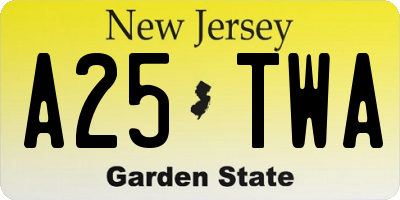 NJ license plate A25TWA