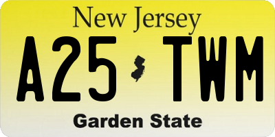 NJ license plate A25TWM