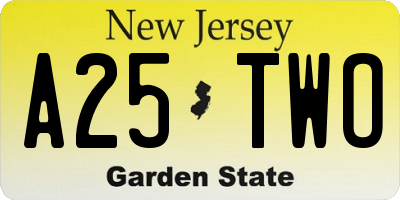 NJ license plate A25TWO