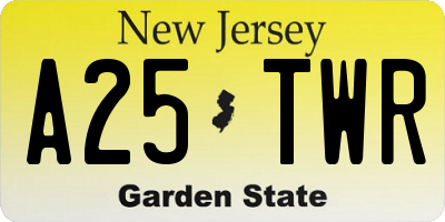 NJ license plate A25TWR