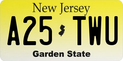 NJ license plate A25TWU