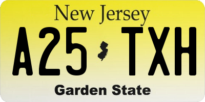 NJ license plate A25TXH