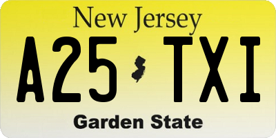 NJ license plate A25TXI