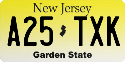 NJ license plate A25TXK