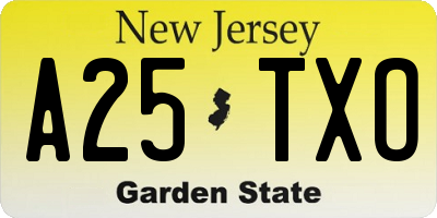 NJ license plate A25TXO