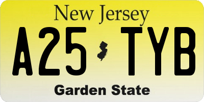 NJ license plate A25TYB