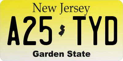 NJ license plate A25TYD