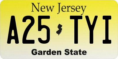 NJ license plate A25TYI