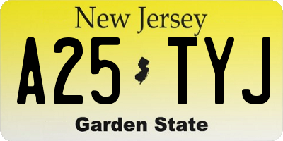 NJ license plate A25TYJ