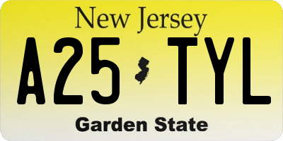 NJ license plate A25TYL