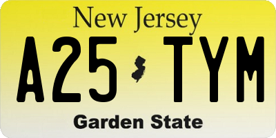 NJ license plate A25TYM