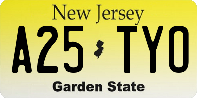 NJ license plate A25TYO