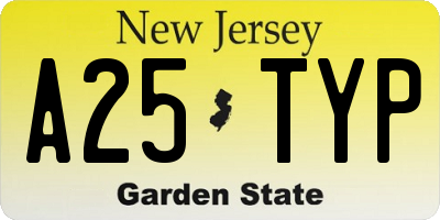 NJ license plate A25TYP