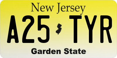 NJ license plate A25TYR
