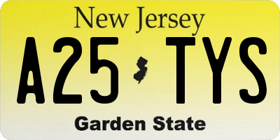 NJ license plate A25TYS