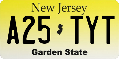 NJ license plate A25TYT