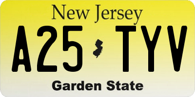 NJ license plate A25TYV