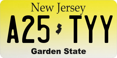 NJ license plate A25TYY
