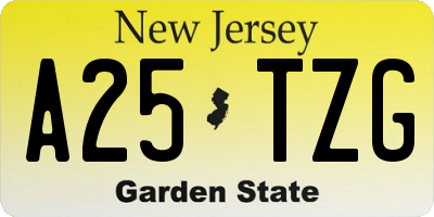 NJ license plate A25TZG